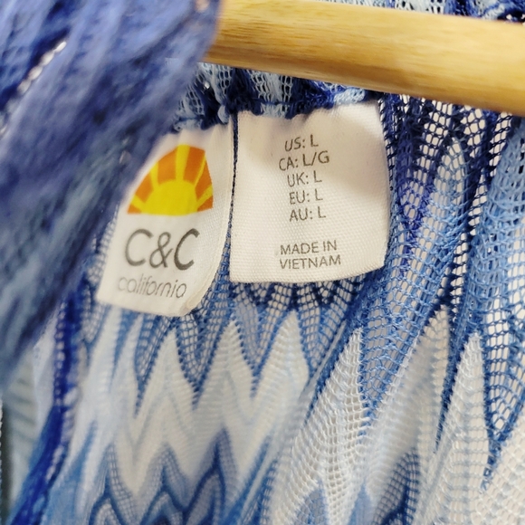 🌿C & C California Women's Large Blue Ombre Beach Coverup - Picture 5 of 14